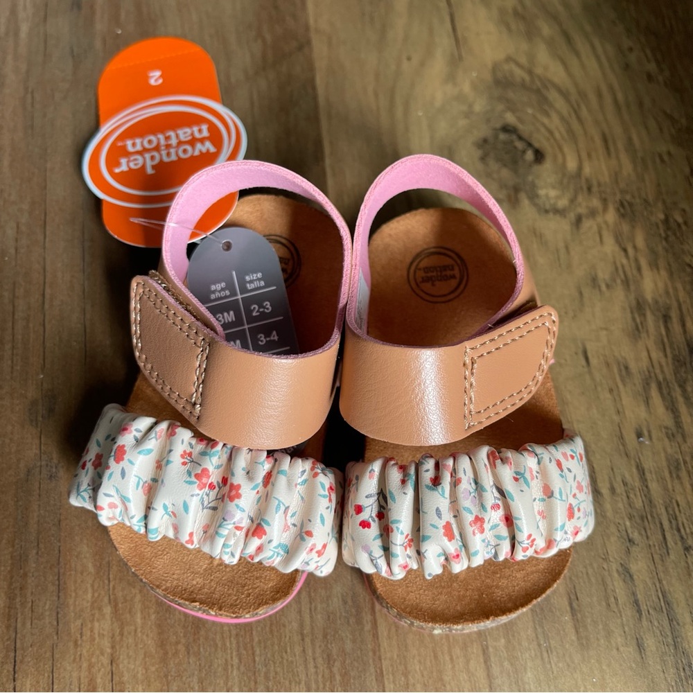 Sandals Wonder Nation Baby Girl Footbed Sandals, Size 2